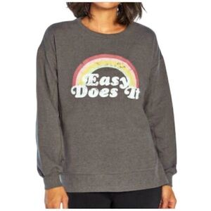 Wildfox Charcoal Sweatshirt with Rainbow Graphic